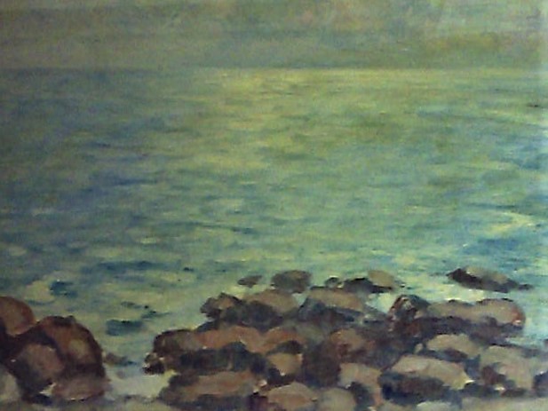 ☆蔵出し！骨董絵画／美術年鑑掲載☆中沢弘光【海】肉筆保証・サイン