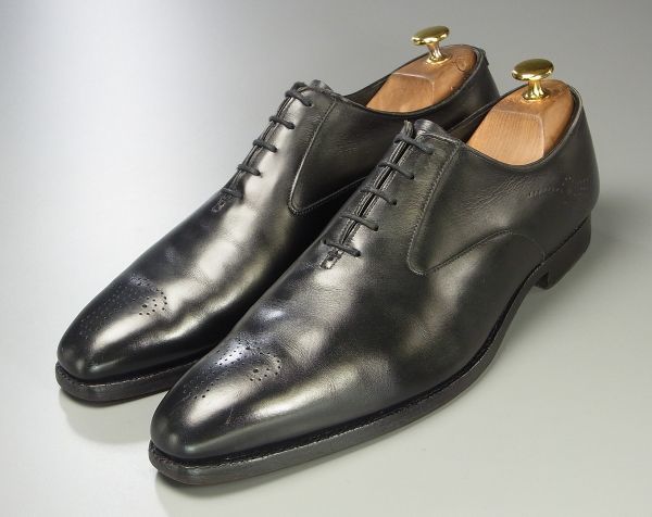 W4368英国製*クロケット&ジョーンズ*ハンドグレード/ROSEMOOR/メダリオンプレーントゥ/ドレスシューズ/ビジネスシューズ/革靴/黒/ブラック