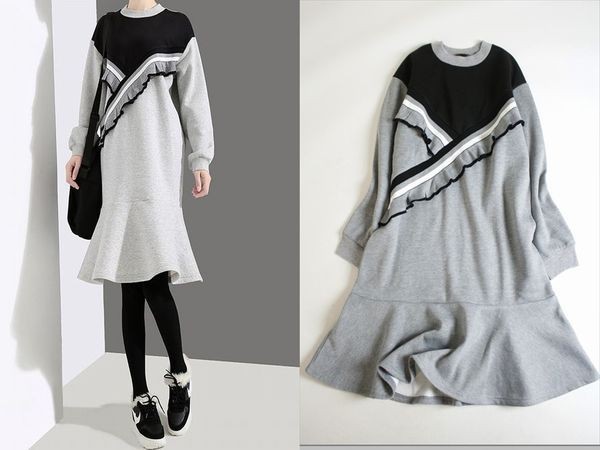 【100%新品，セール】 18&rsquo; イタリアンデザイン 配色ポイントプリーツ 素敵デザイナーズフレアヘム裏起毛ルーズワンピース 日本未入荷(Mサイズ)｜売買されたオークション情報、yahooの商品情報をアーカイブ公 Mサイズ