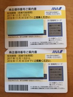 ANA株主優待券　２枚　送料無料　♪