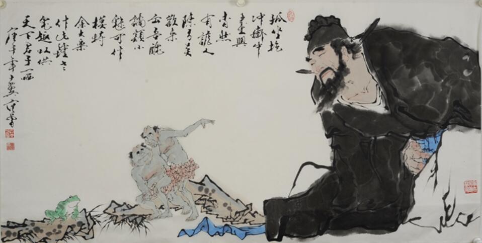 中国古掛け軸「桃源図 紙本」中国民間画家 唐物唐本 掛け軸 時代の掛軸