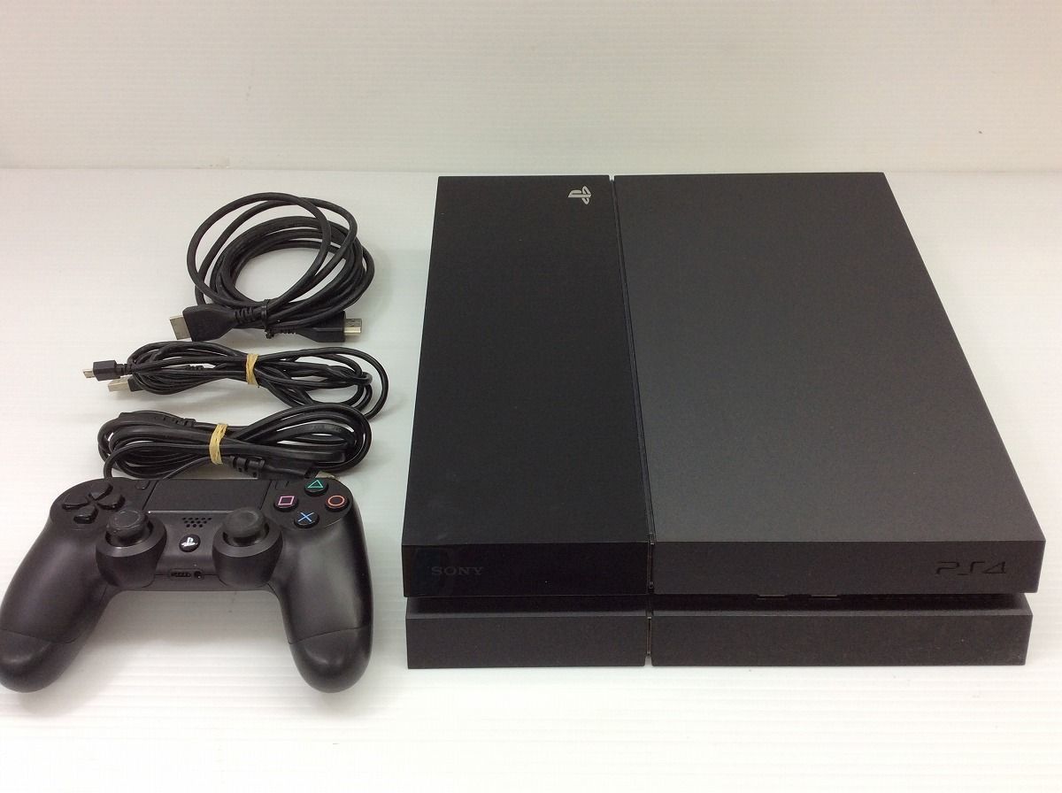 PS4本体とプラグ類、及びコントローラ×1 SONY PS4 CUH-1000A 本体 ジェットブラック PlayStation4 コントローラ