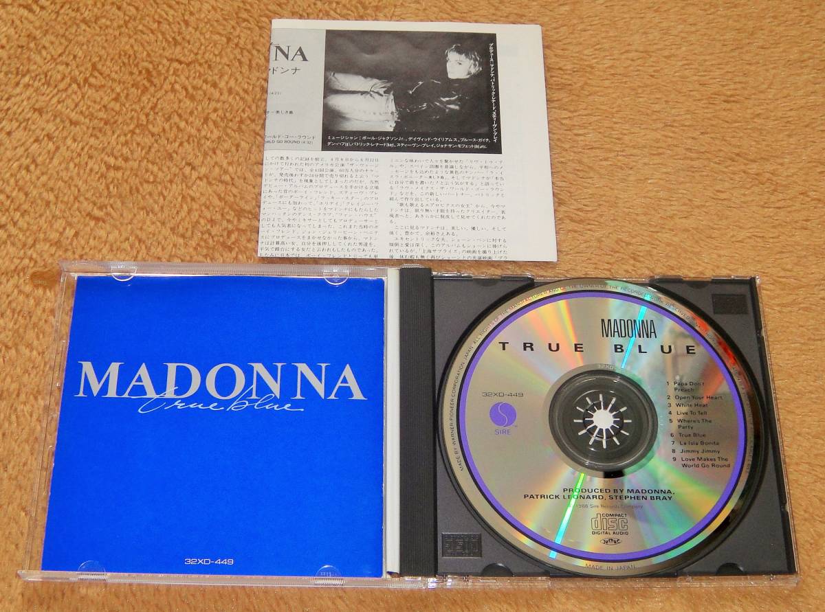 感謝プライス シール帯付きCD☆マドンナ／トゥルー・ブルー（32XD-449） SANYOプレス盤、MADONNA／TRUE BLUE、税表記なし
