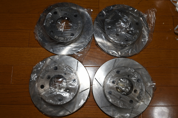 カプチーノ用　ハーフウェイ製　前後スリットブレーキローターセット　絶版_1