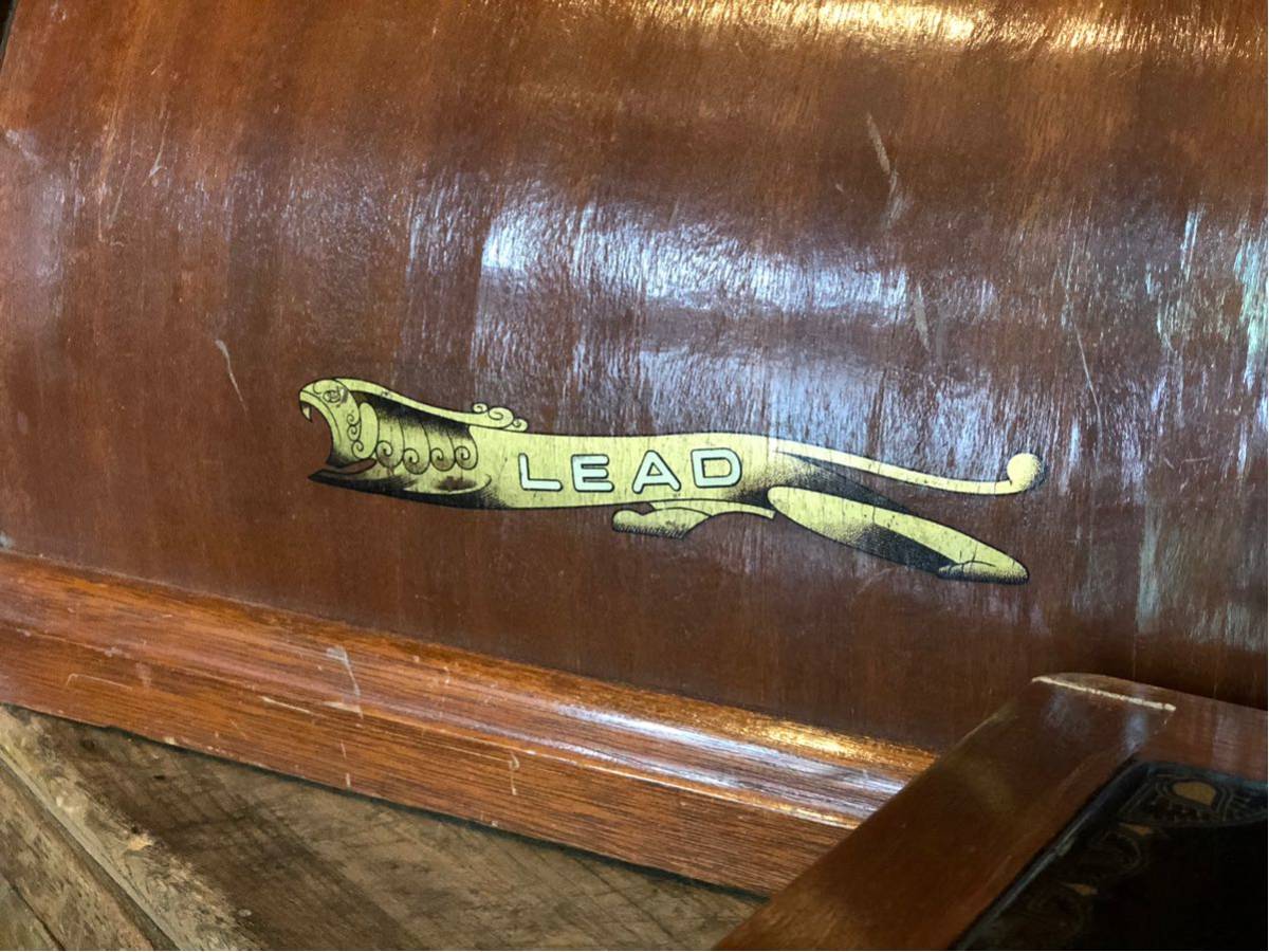 【81】アンティークミシンLEAD小型手回しミシンヴィンテージ手提げボックスケース付き卓上骨董品インテリアディスプレイRS148