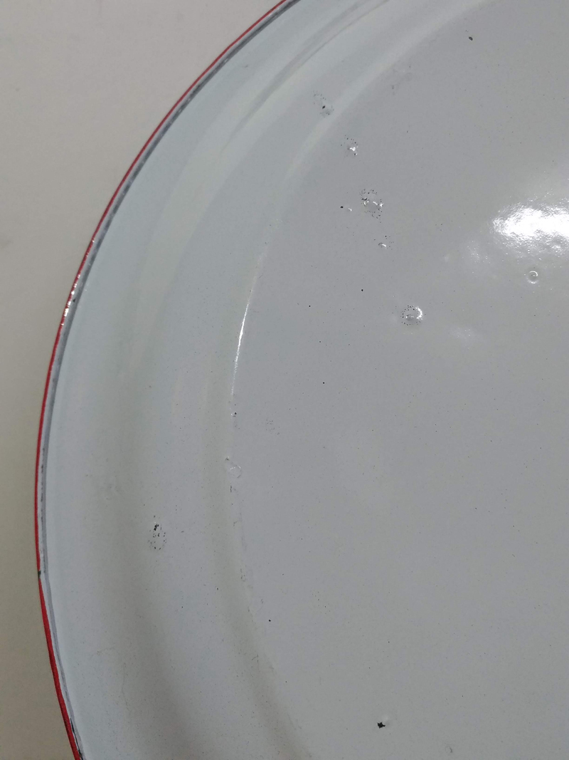 アンティーク 特大 琺瑯 ホーロープレート 丸皿 無地 45cm /日本製 昭和レトロ 古道具_10