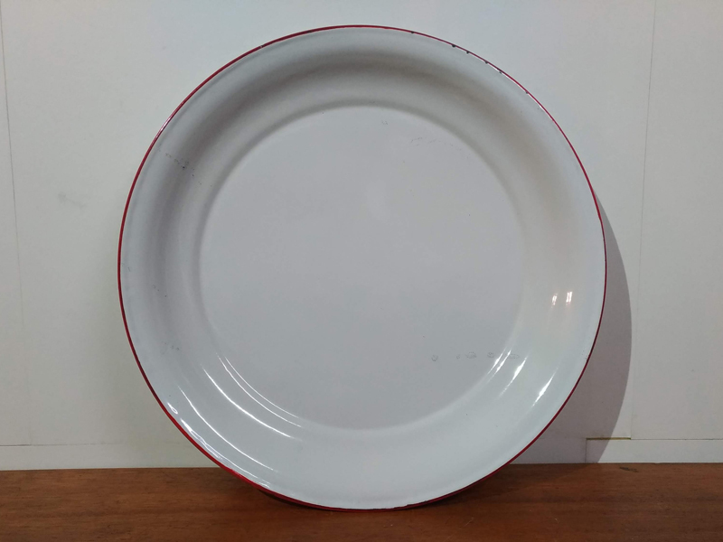 アンティーク 特大 琺瑯 ホーロープレート 丸皿 無地 45cm /日本製 昭和レトロ 古道具_2