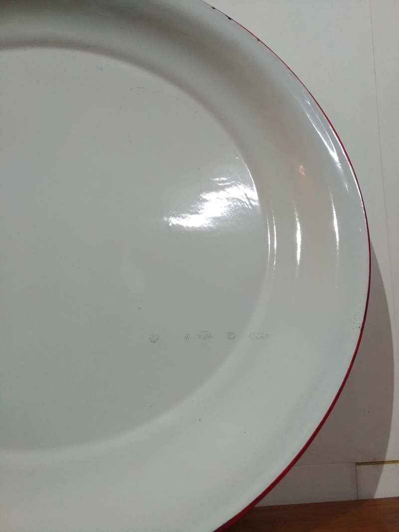 アンティーク 特大 琺瑯 ホーロープレート 丸皿 無地 45cm /日本製 昭和レトロ 古道具_3