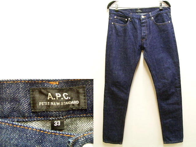 即決 [W33]美品 濃紺 A.P.C. PETIT NEW STANDARD スキニー プチニュースタンダード スリム デニム セルビッチ 赤耳 APC パンツ■1464