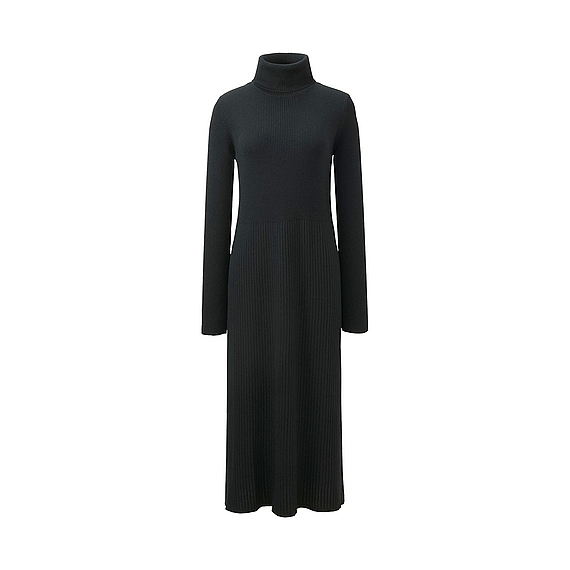 | ワンピース リブニット（ワンピース｜レディースファッション レディースファッション通販 タートルリブニットワンピース リブタートルニットワンピース11-122705 ニットリブタートルネックワンピース★Lサイズ★ブラック★メリノ混★新品★秋冬物★ロング丈★リブニット/大きなサイズ