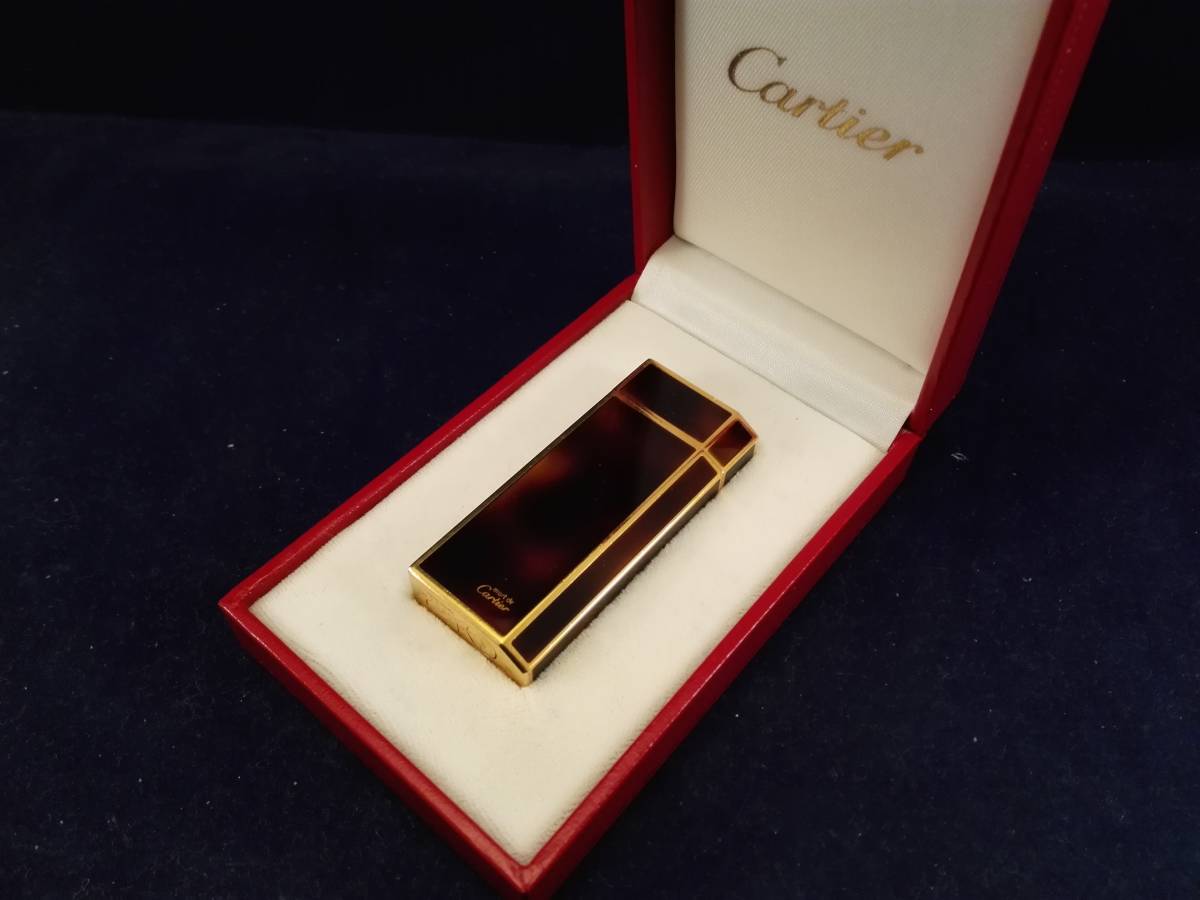 H高級ライター&時計第四弾バレンタインセール カルティエライター五角ミニ ブラウンオーク 完動品 10 18(カルティエ)｜売買されたオークション情報、yahooの商品情報をアーカイブ公開 - オ カルティエ