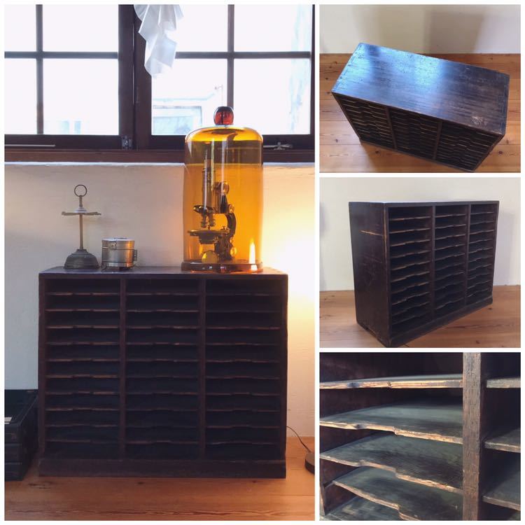 古家具 書類棚 カルテケース レターケース 古道具 カルテ棚 カルテ