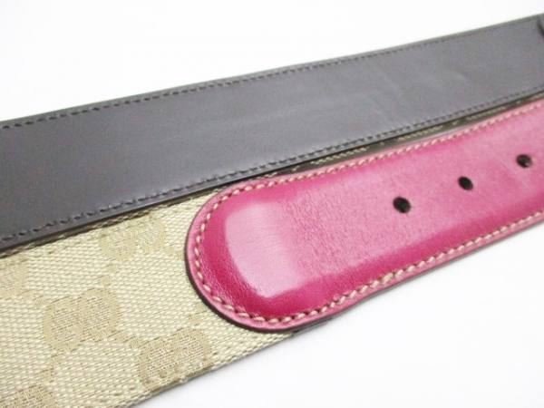 グッチ GUCCI ベルト 80/32 ジャガード×レザー ベージュ×ピンク 159618