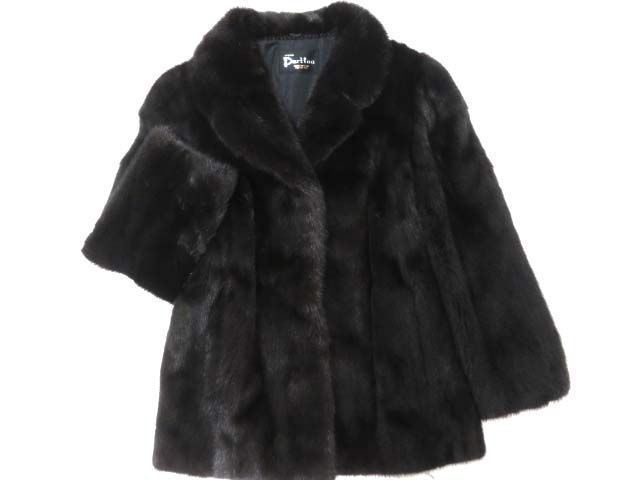 ミンク MINK 裏地ロゴ柄 美品▽MITSUKOSHI 三越 本毛皮コート 本毛皮