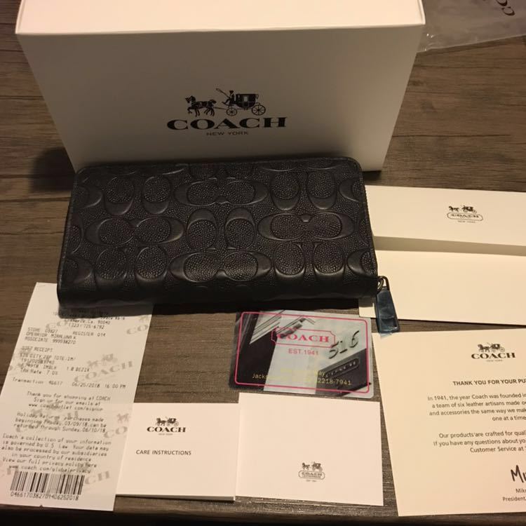 【爆買い，大得価】 COACH コーチ 長財布 財布 ブラック レザー 型押し(女性用財布)｜売買されたオークション情報、yahooの商品情報をアーカイブ公開 - オークファン 服飾小物