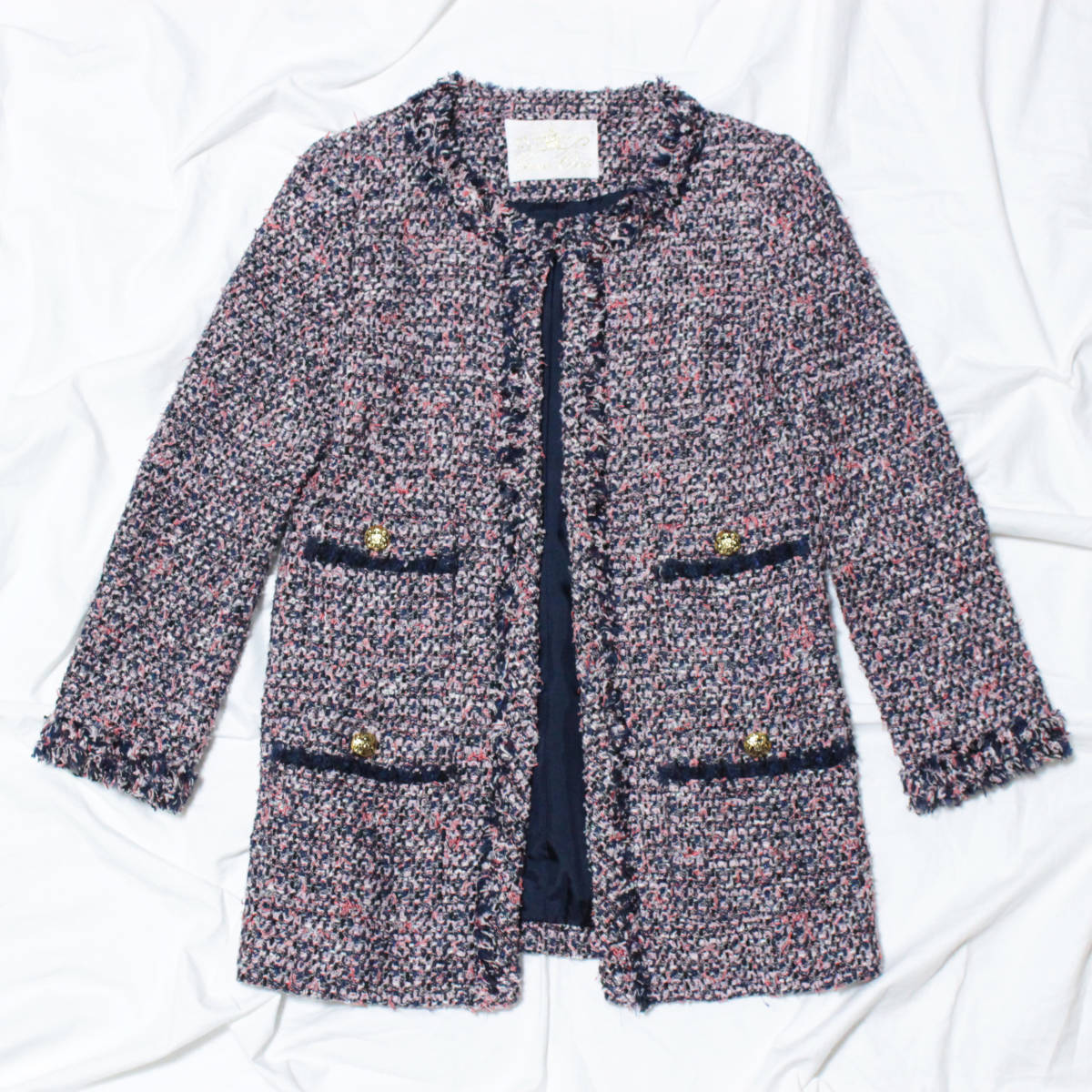 美品 グレースクラス ツイードコート JULES TOURNIER社 ビジュー 美品* GRACE CLASS グレースクラス 仏ジュールトゥルニエ ミックス