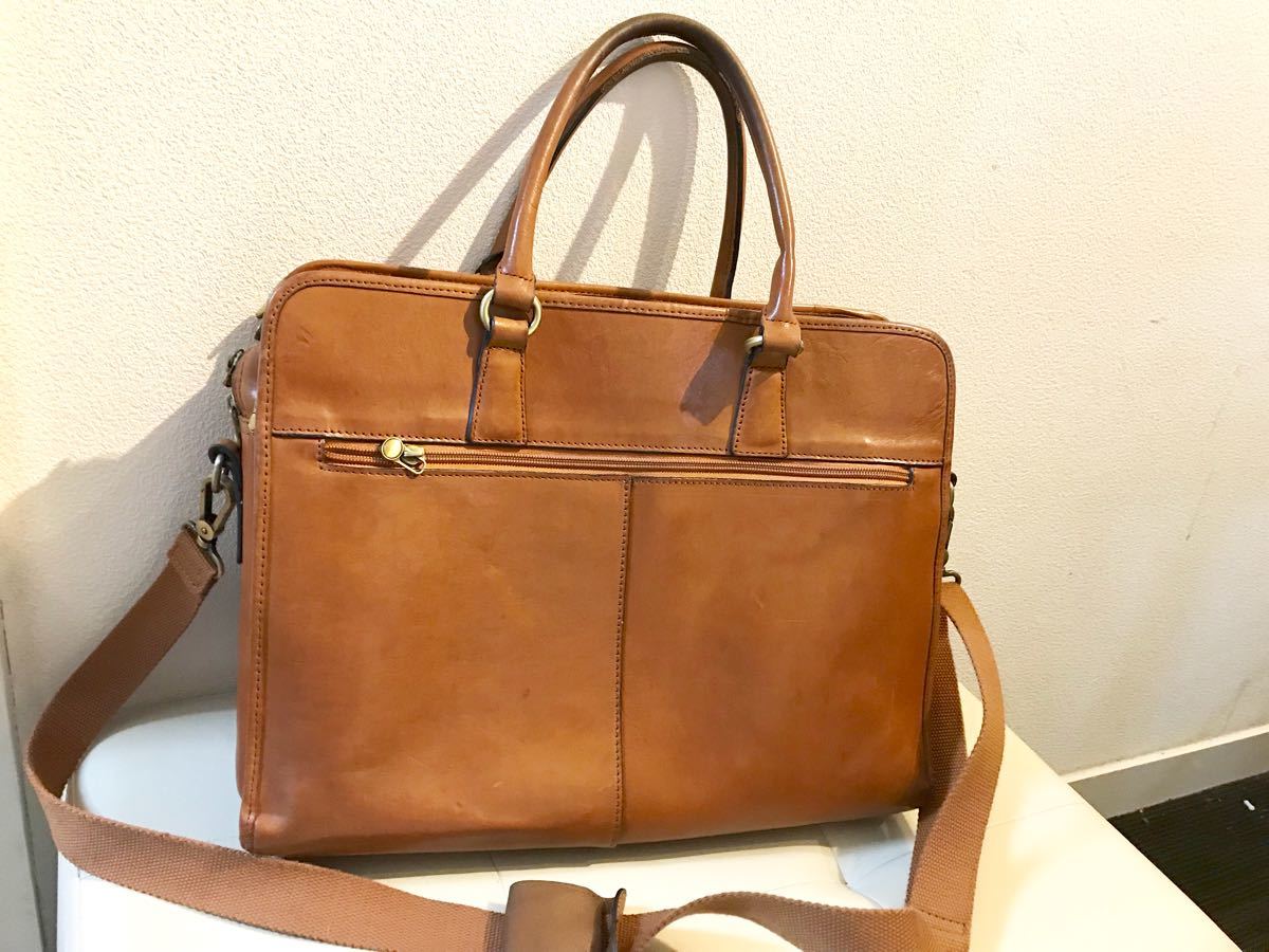 BANUCE イタリア製レザー 2way ビジネスバッグ ブラウン 希少 BANUCE