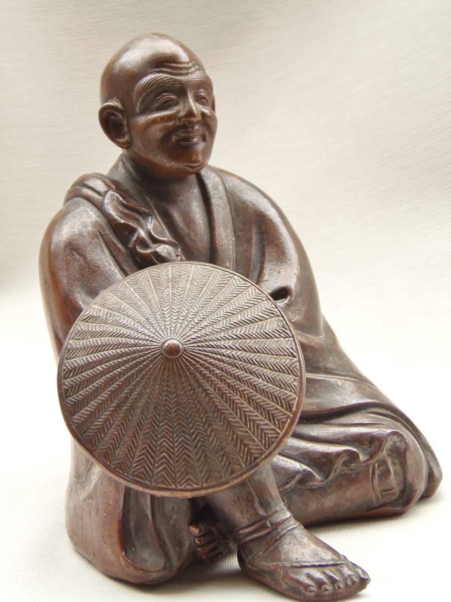 古備前焼 置物 大師座像 西行法師 人物　時代 和風置物　備前 備前焼 古備前 置物 