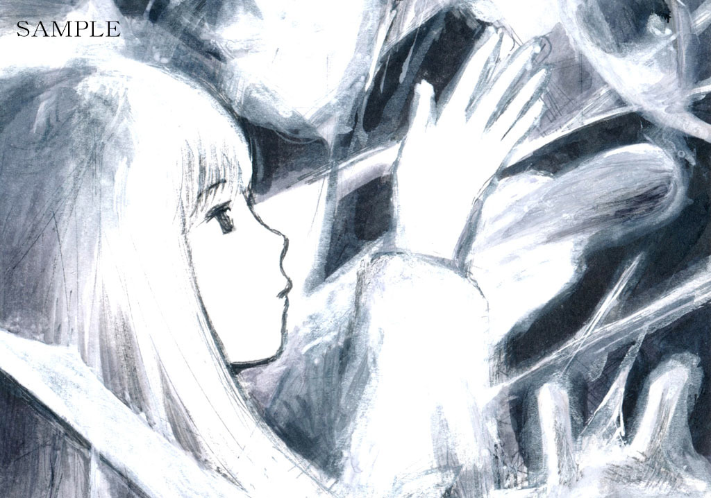 オリジナル手描きイラスト】☆［儚い数式］☆女の子☆モノクロ☆約14.4