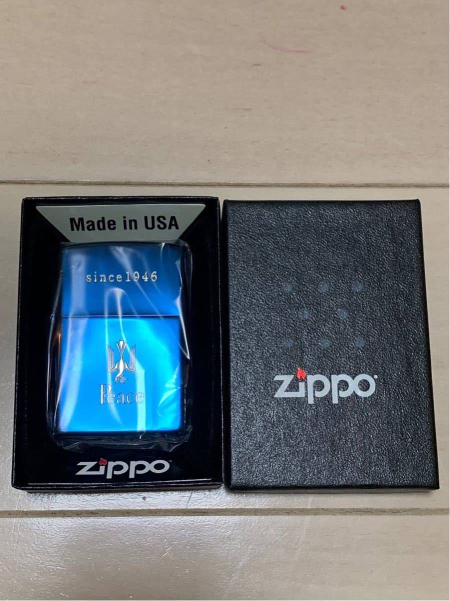 未使用品 Zippo Peaceザ・ピース・デザイン：ブルーチタン ジッポーライター
