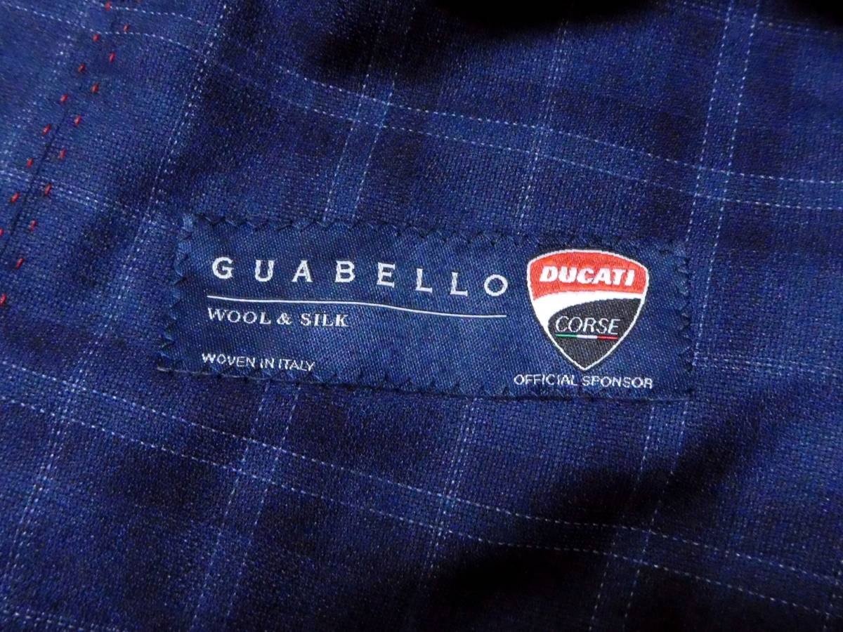 極美品】高級感 ヒルトン×グアベロ シルク混 ネイビー ストライプ М 春
