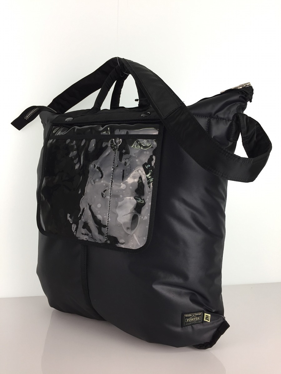 PORTER◆ショルダーバッグ/ナイロン/BLK/SSZ/ヘルメット2WAYバッグ/裏返し