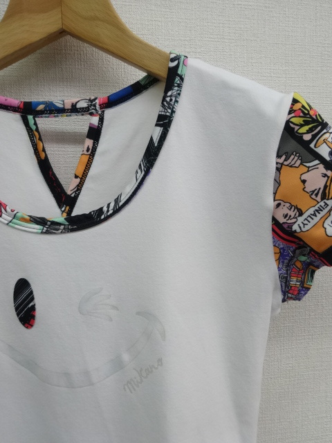 EZ1067●MIKANO バックデザインTシャツ●F●白 ミカノ ミカランセ フィットネスウェア スマイリー
