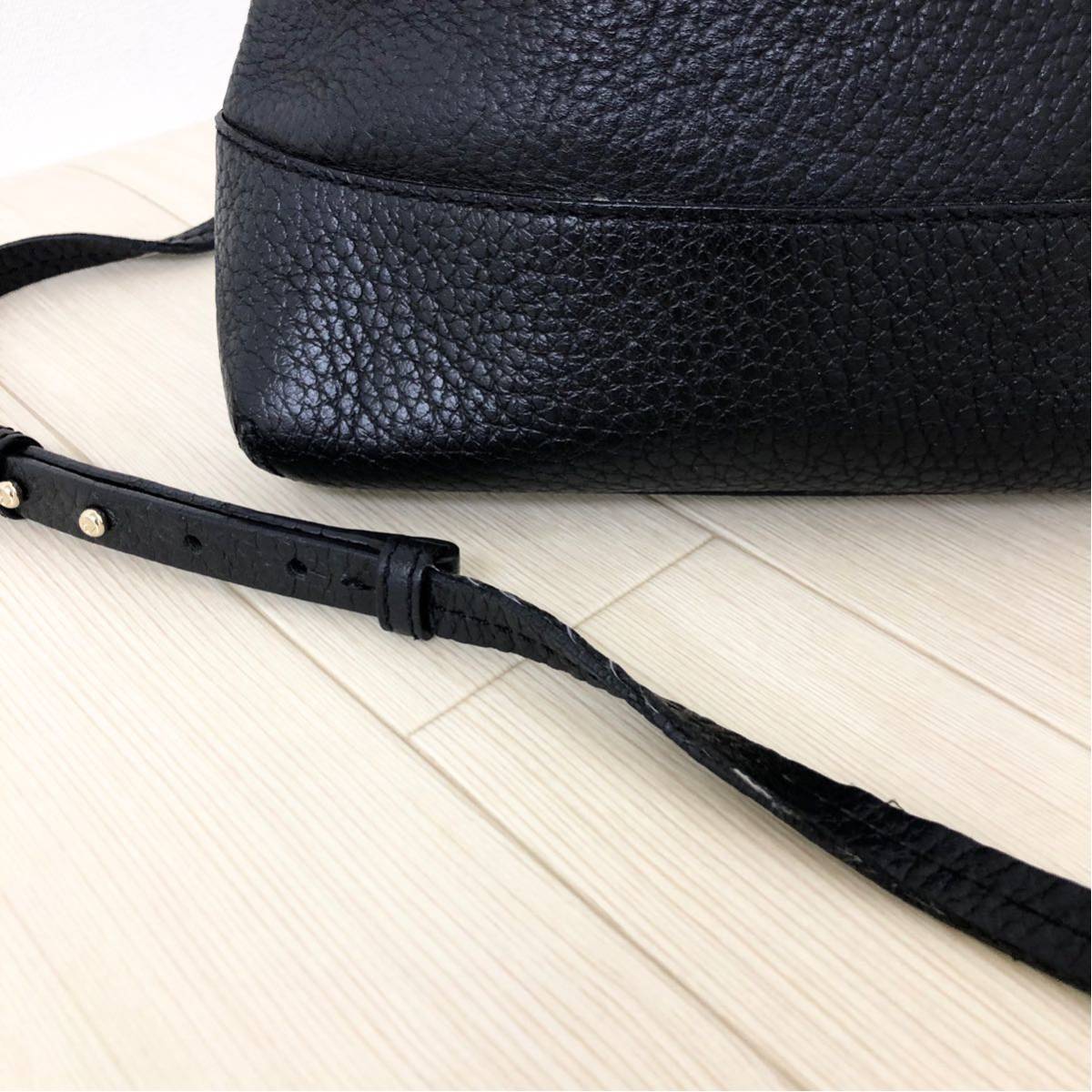 良好 Kate Spade ケイトスペード レザー 本革 牛革 ハンド ショルダー 2way バッグ 鞄 ブラック レディース 可愛いい 定番 人気 デザイン
