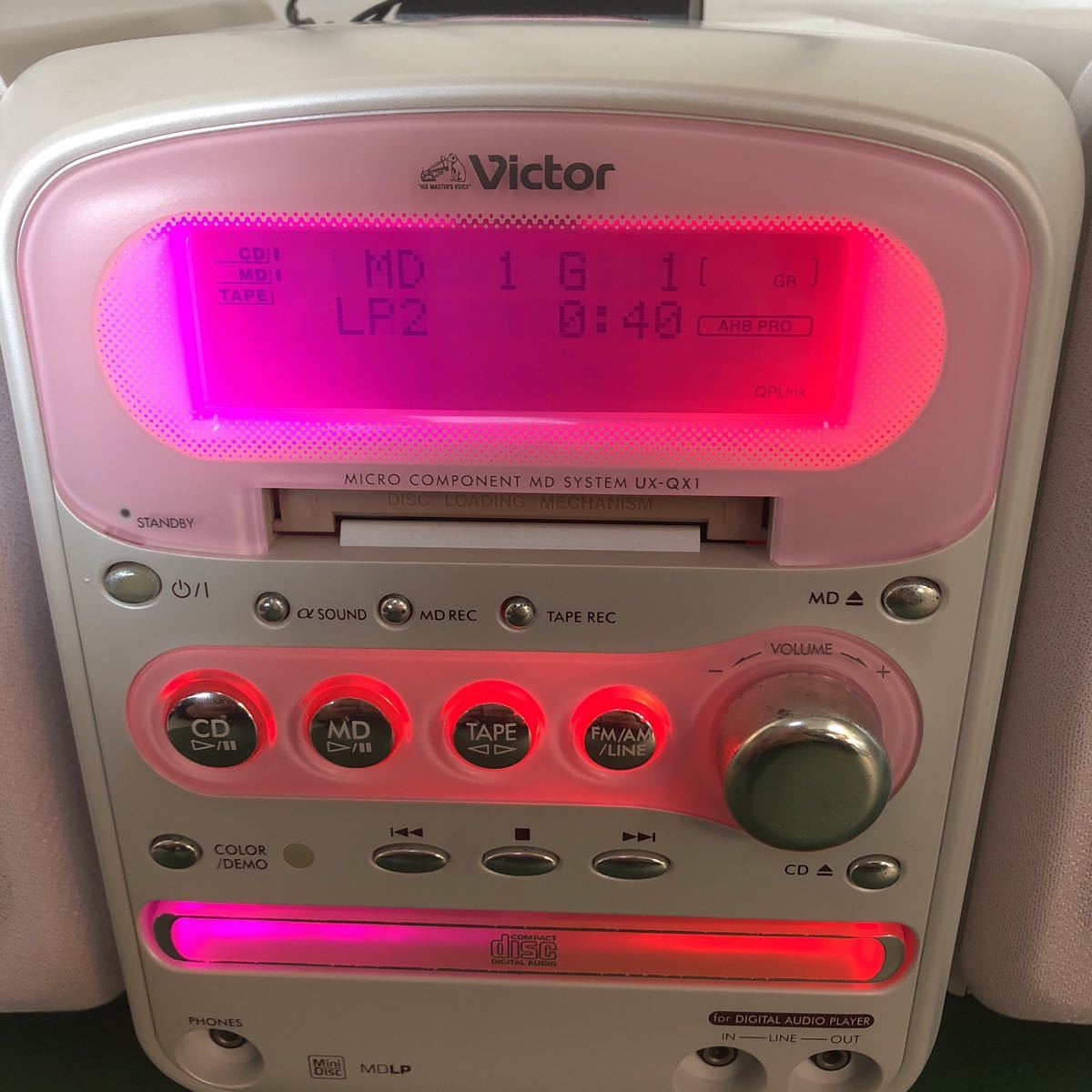 Victor/ビクター☆CD/MD/カセットコンポ UX-QX1 ペパーミントブルー AM