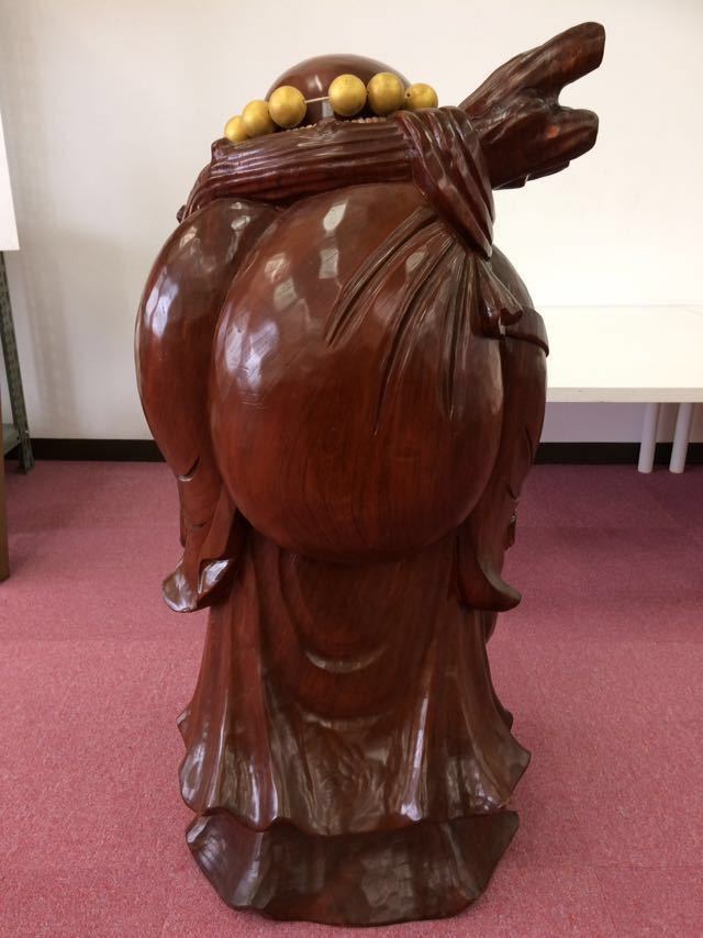 大型木彫りの布袋様【約90cm/約44kg】彫刻 縁起物 招福 美術商 木製