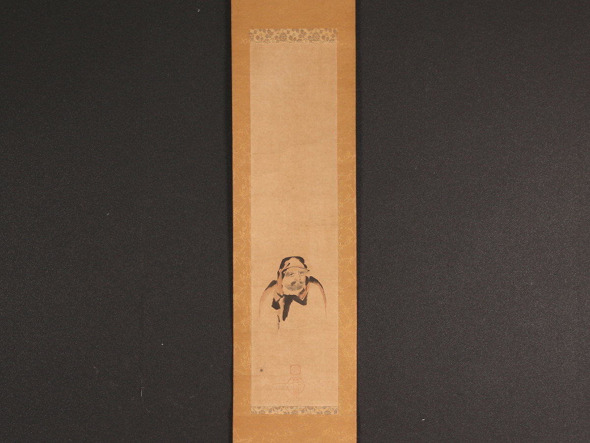 模写】【伝来】n9959〈狩野尚信〉仏画 達磨図 中国画 自適斎 幕府奥