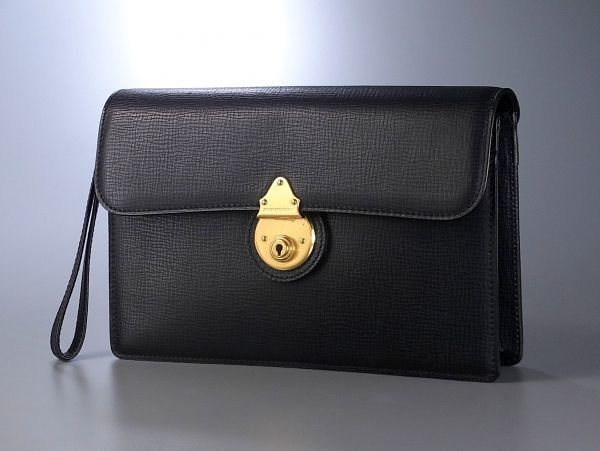 C0676*BURBERRY/バーバリー*メンズ*レザーセカンドバッグ*クラッチバッグ*鞄*ブラック