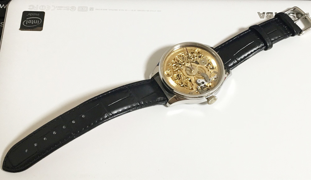 下取＆値引き交渉ok 1905年 前後 オメガ 懐中時計 ムーブメント使用カスタム腕時計 フルスケルトン葡萄フルエングレービング アンティーク 下取＆値引き交渉ok 1905年 前後 オメガ 懐中時計 ムーブメント使用