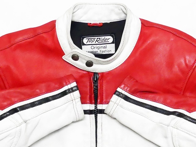 Top Rider メンズm レザーレーシングスーツ トップライダー 赤 レッド ホワイト 本革 ツナギ 本皮 つなぎ ライダースジャケット Mサイズ 売買されたオークション情報 Yahooの商品情報をアーカイブ公開 オークファン Aucfan Com