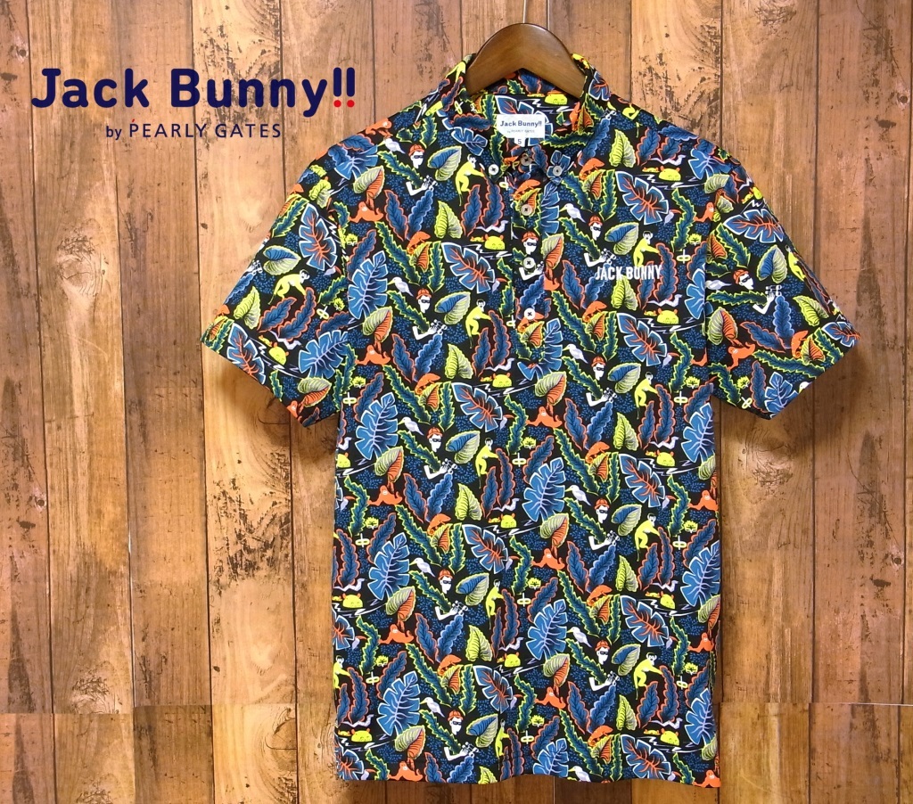 超激得，100%新品 日本製 5 ジャックバニー Jack Bunny ルミエース 半袖ポロシャツ PEARLY GATE 総柄 パーリーゲイツ(パーリーゲイツ)｜売買されたオークション情報、yahooの商品情報をアーカイブ公開 - オークファン シャツ