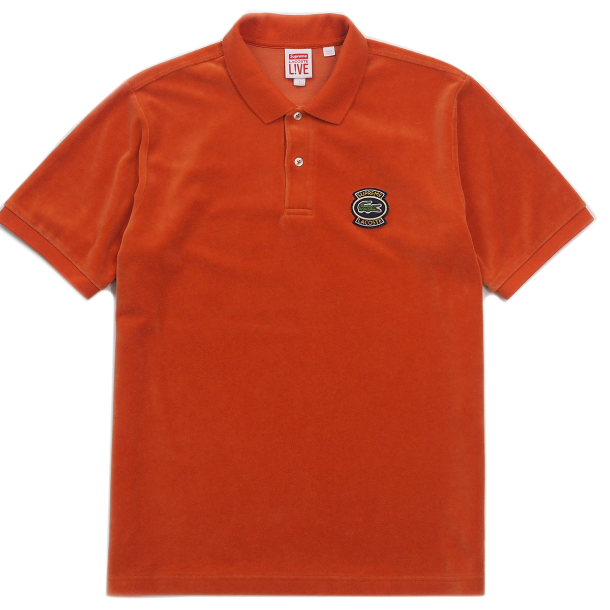Supreme/LACOSTE Velour Polo オレンジL シュプリーム/ラコステ ベロア