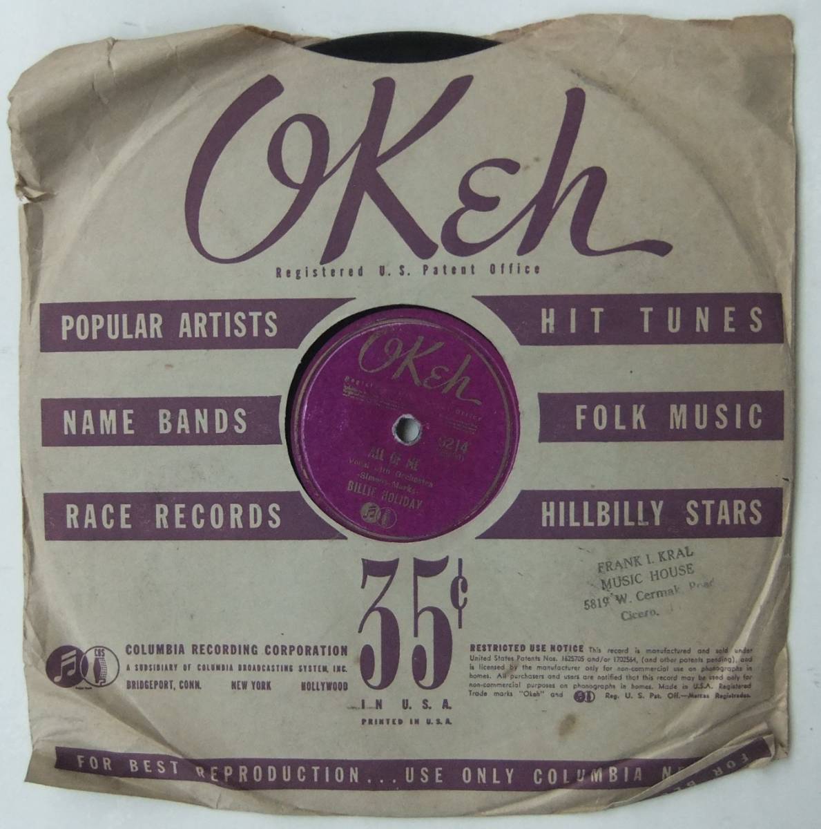 100%新品，送料無料 BILLIE HOLIDAY Romance In The Dark / All Of Me Okeh 6214 78rpm SP(ジャズ)｜売買されたオークション情報、yahooの商品情報をアーカイブ公開 - オークファン ジャズ