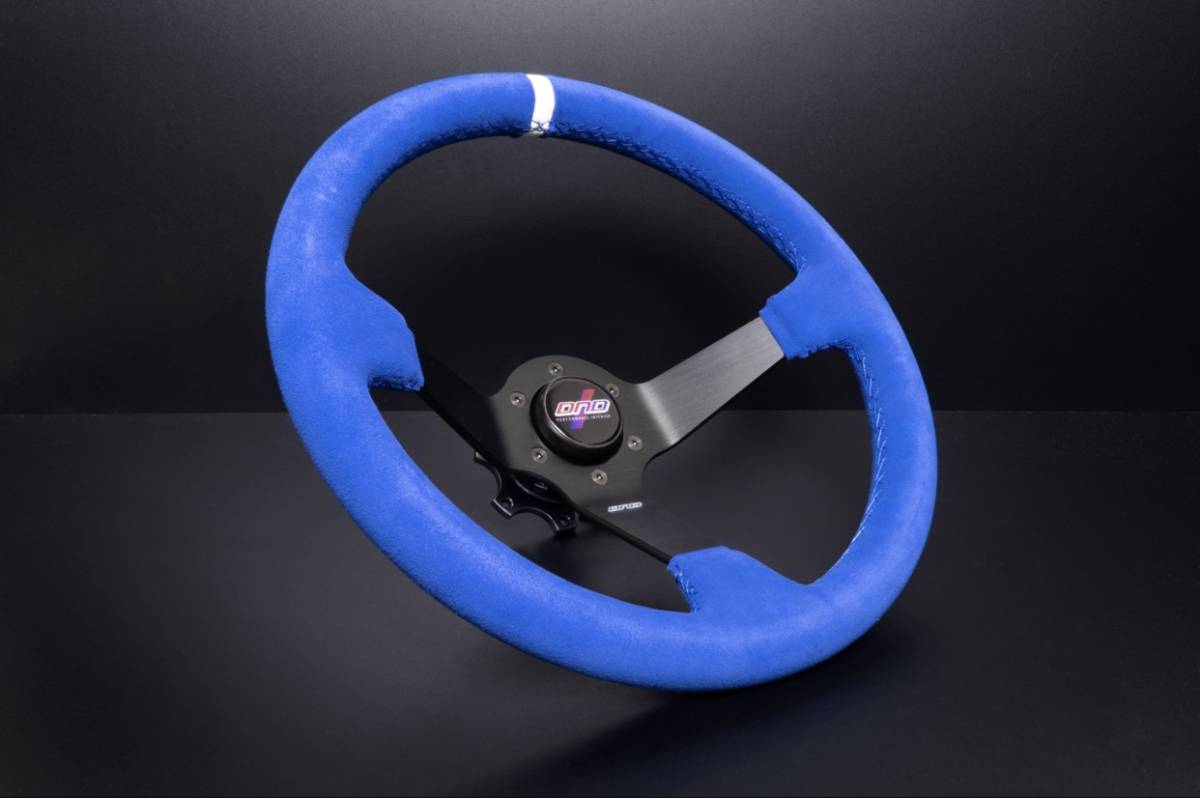 ステアリング グリーン 35cm 未使用 USDM JDM 旧車 ドリフト DND Performance Interior ブルースウェード ブラックスポーク USDM