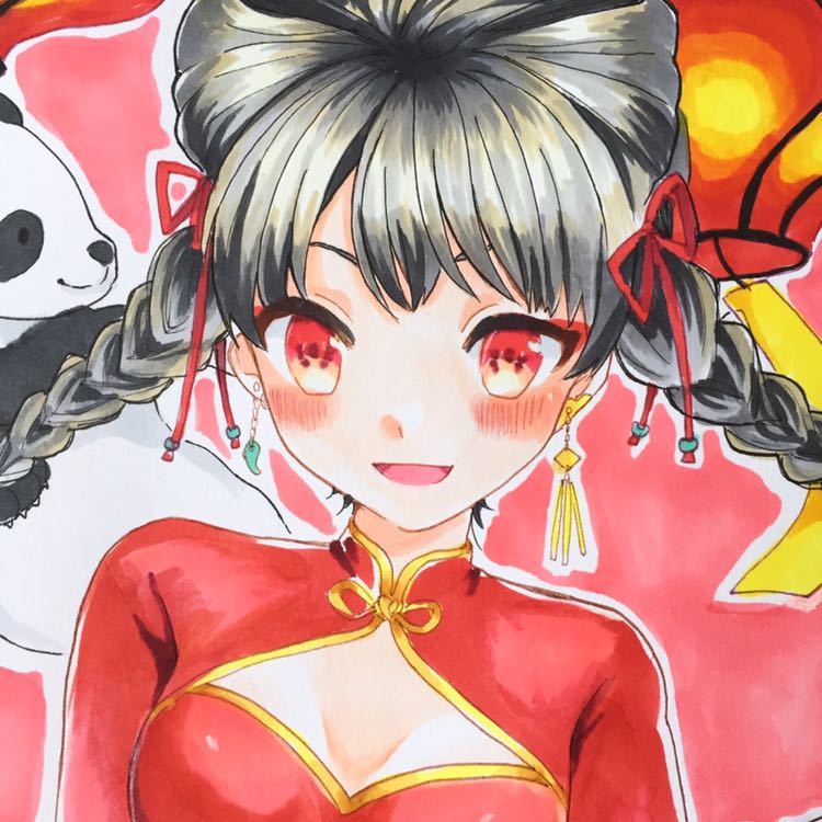 ＊オリジナル手描きイラスト チャイナガール A4_1