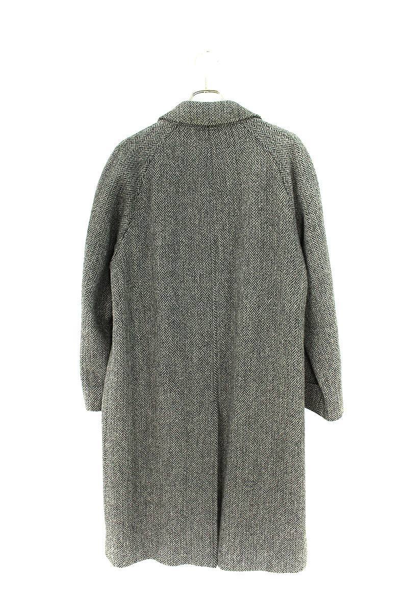 メンズ Harris Tweed ウールロングコート グレー系