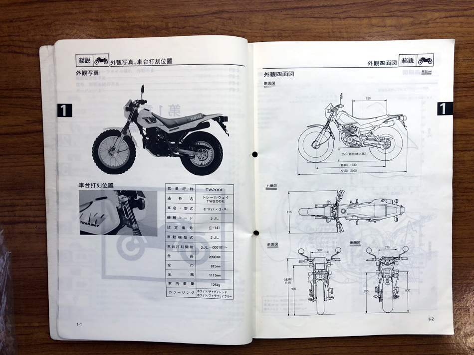 サービスマニュアル ヤマハ TW200 YAMAHA サービス - 2JL 未使用