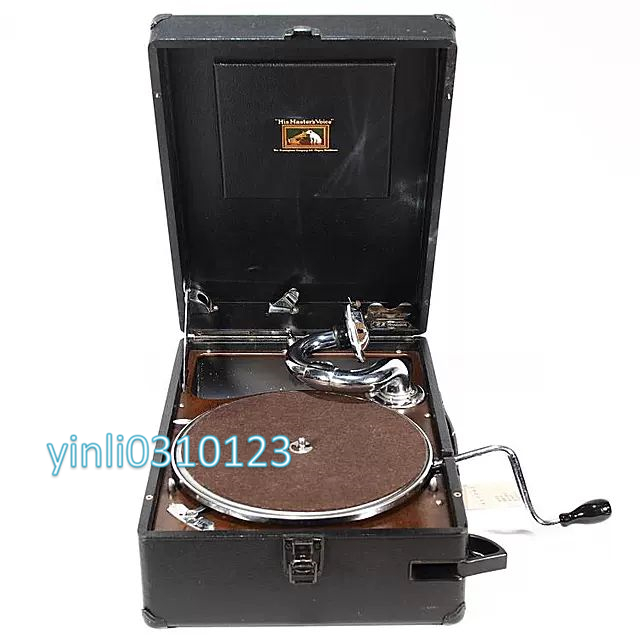 商品破損確認 1930s 中古 蓄音機☆コレクション価値高い☆ポータブル蓄音機 HMV 英国