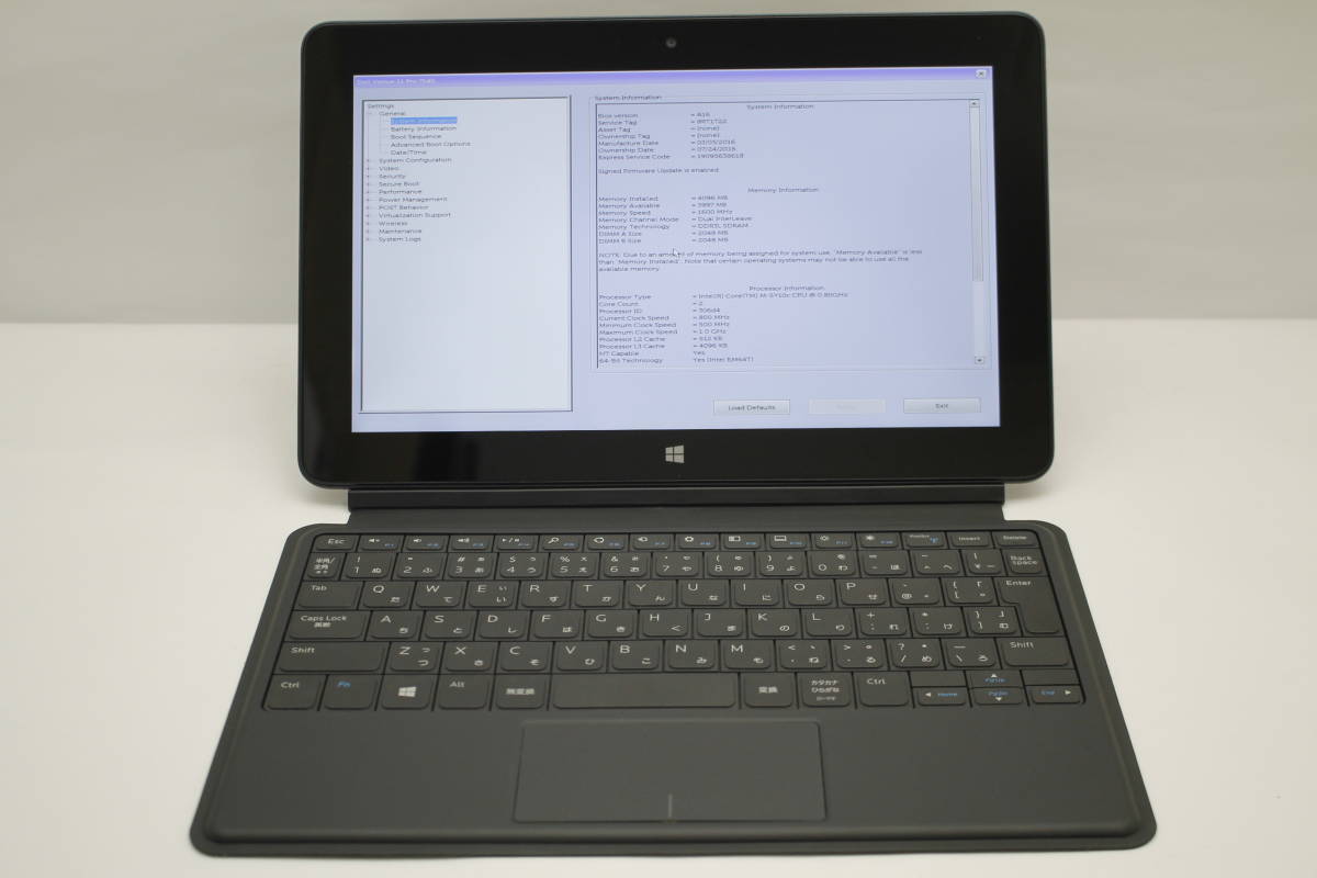 ジャンク DELL Venue 11 Pro 7140 Core M 5Y10c 800MHz 4GB SSD128GB