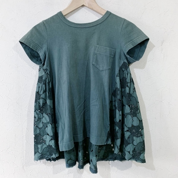 Sacaiサカイ 18SS バックレースカットソー 1 グリーン sacai（Tシャツ