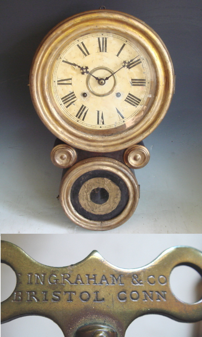 INGRAHAM USA 本四つ丸 ダルマ金 柱時計 稼動調製品 イングラハム 古