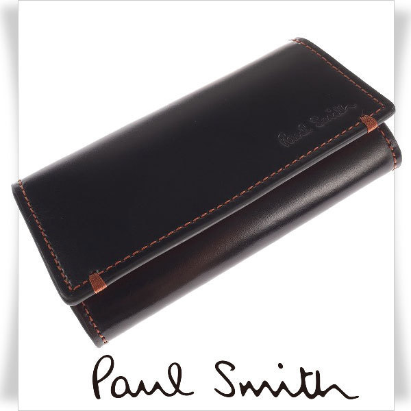 新品箱付き★ポールスミス Paul Smith 男性用 本革 馬革レザー 4連キーケース コードバン 黒 正規店本物 ◆8429◆