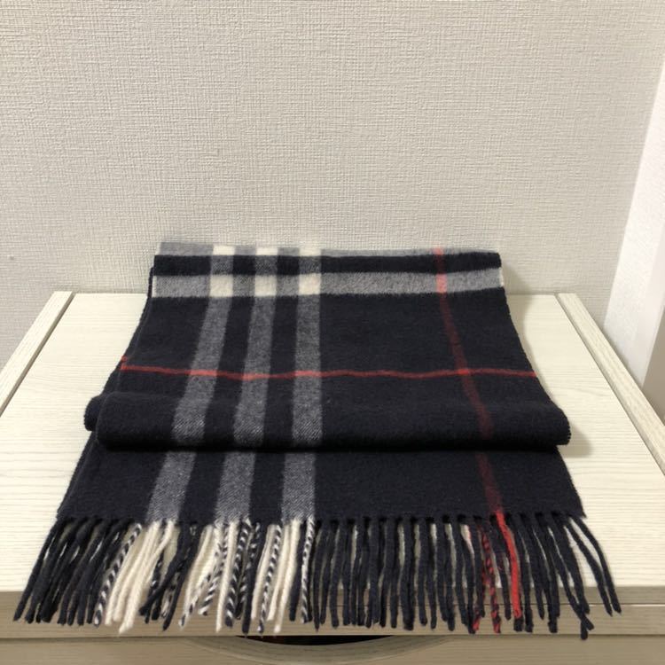 バーバリー マフラー ネイビー チェック 美品 BURBERRY バーバリー