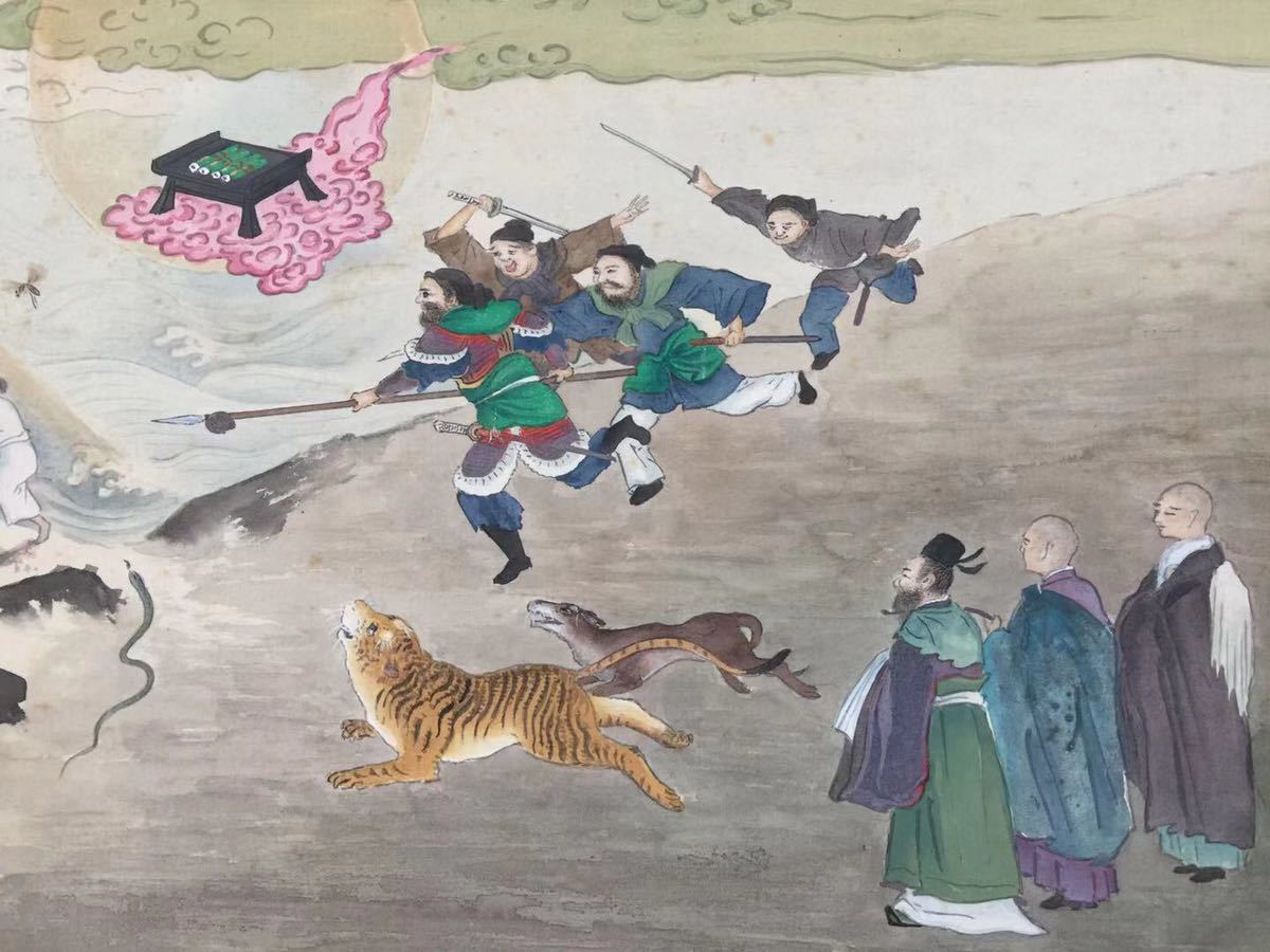 仏教美術 肉筆 仏画 文化遺産オンライン 「ニ河白道図」江戸時代中期頃筆