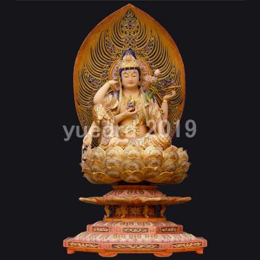 天然木 彩金 彩繪 金箔 精密細工 はぐら 極上彫 木彫仏像 仏教美術 如意