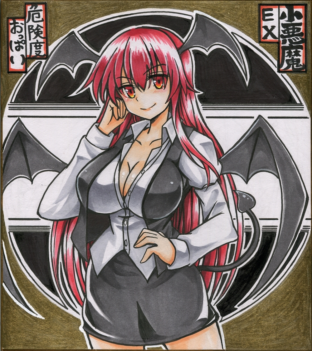 東方Project 【小悪魔EX】 手描きイラスト 同人色紙(手描きイラスト